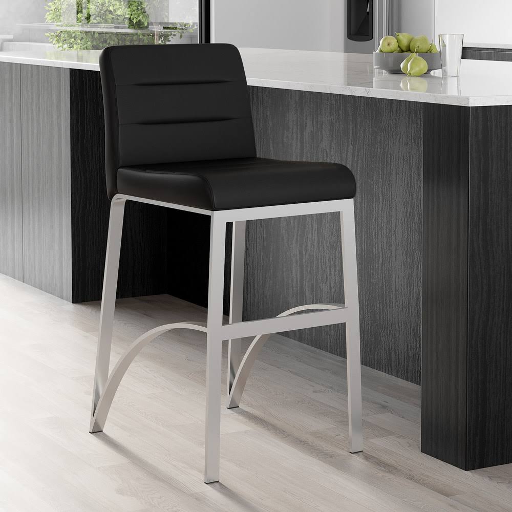 Zuri Furniture Lynx Counter Height Contemporary Bar Stool with Metal Base – Black - Image 6