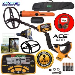 Garrett Ace 400 Metal Detector with Waterproof Coil Pro-Pointer at and Carry Bag