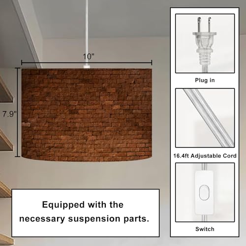 Plug in Pendant Light derelict couch Hanging Lamp with Plug in Clear Cord Linen Lampshade Dimmable Switch for Bedroom Living Room Light Fixtures - Image 3