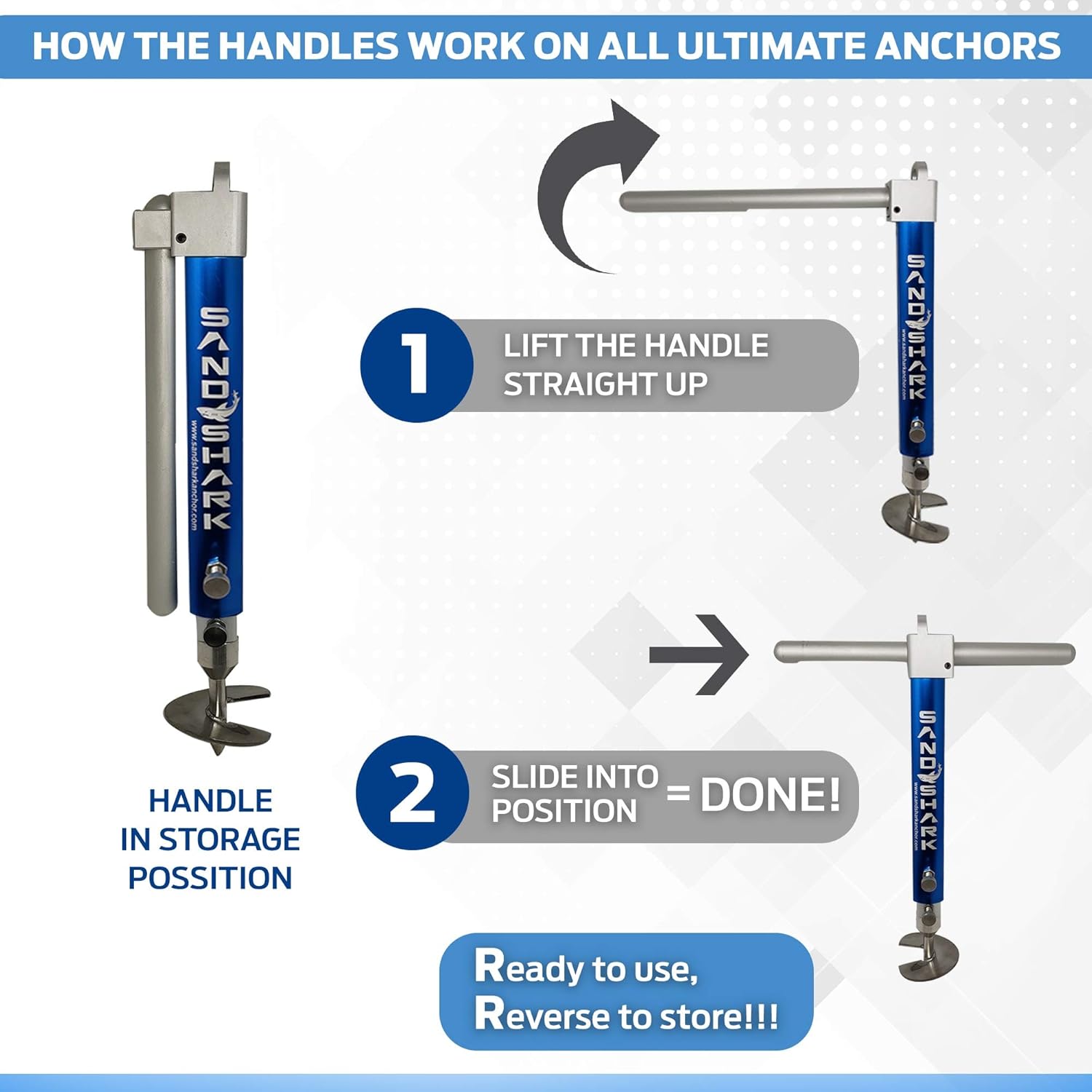Ultimate XL Boat Sand Anchor by SandShark. Adjustable, Folds Up for Compact Storage. Screw Auger Design Holds & Protects Boats and Pontoons. Secures in Shallow Water, Beach, Sandbar w/Case - Image 5
