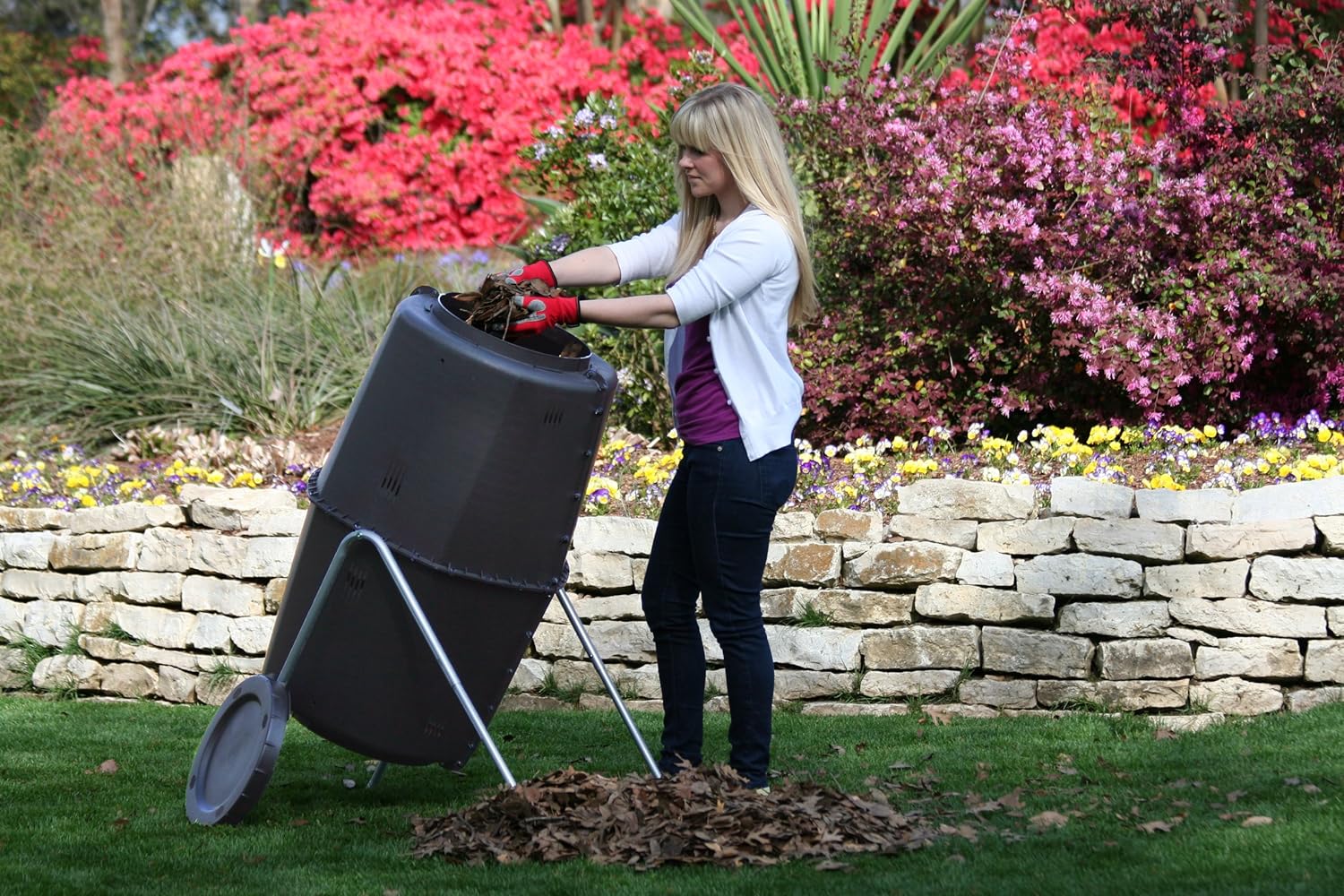 Spin Bin 60 Gal. Outdoor Compost Tumbler Rotating Garden Composter Bin (Black) - Image 4