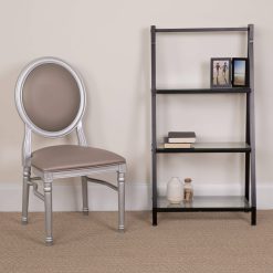 Flash Furniture 2 Pk. Hercules Series 900 lb. Capacity King Louis Chair with Taupe Vinyl Back and Seat and Silver Frame