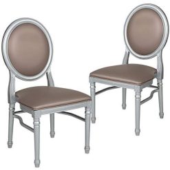 Alternative view of Flash Furniture 2 Pk. Hercules Series 900 lb. Capacity King Louis Chair with Taupe Vinyl Back and Seat and Silver Frame