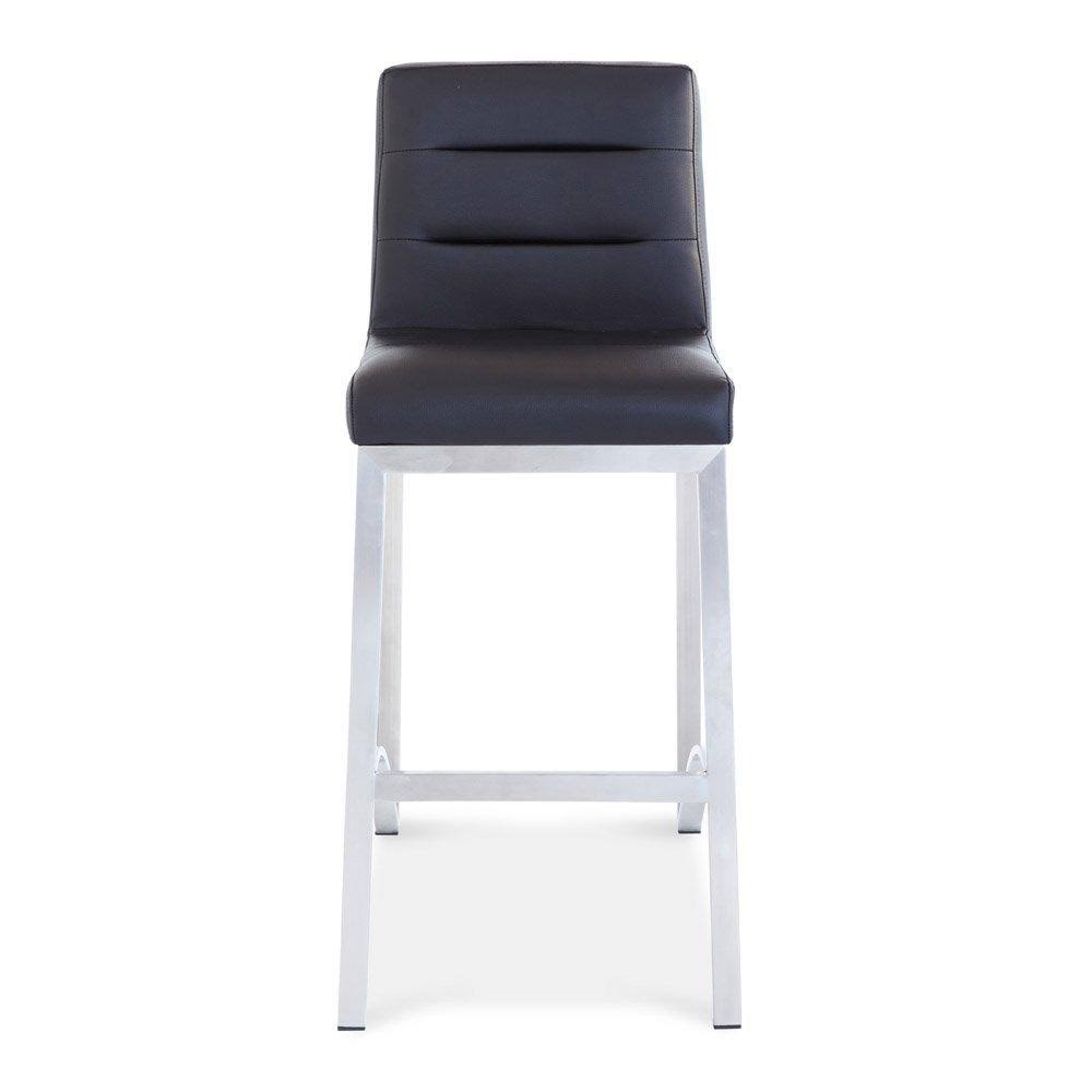 Zuri Furniture Lynx Counter Height Contemporary Bar Stool with Metal Base – Black - Image 2