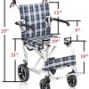 Wheelchair Transport Chair 19 Ultralight Aluminum, Medical Ultralight Transport Wheelchair Lightweight Folding Transport Chairs for Seniors,for Travel, (only 18 lbs)